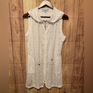 Ellen Weaver Small white pool swim coverup lace